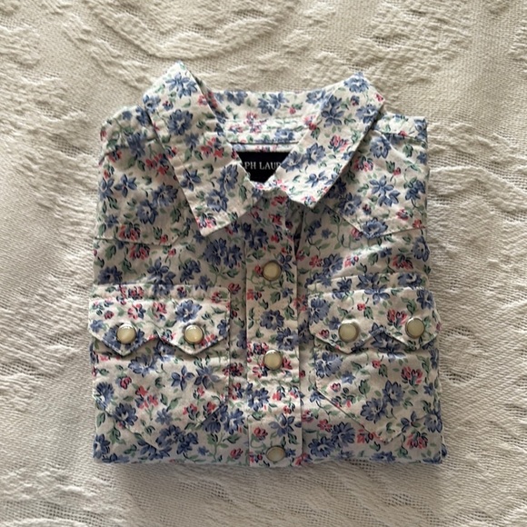 Gently Loved Ralph Lauren Kids Floral Button Down Western Style Shirt - Picture 9 of 9